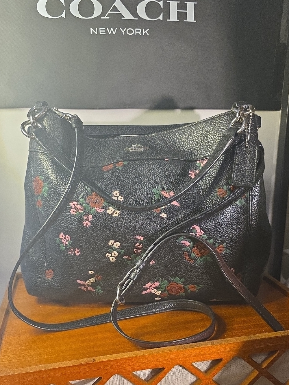 Coach Floral Lexy Refined Pebble Leather